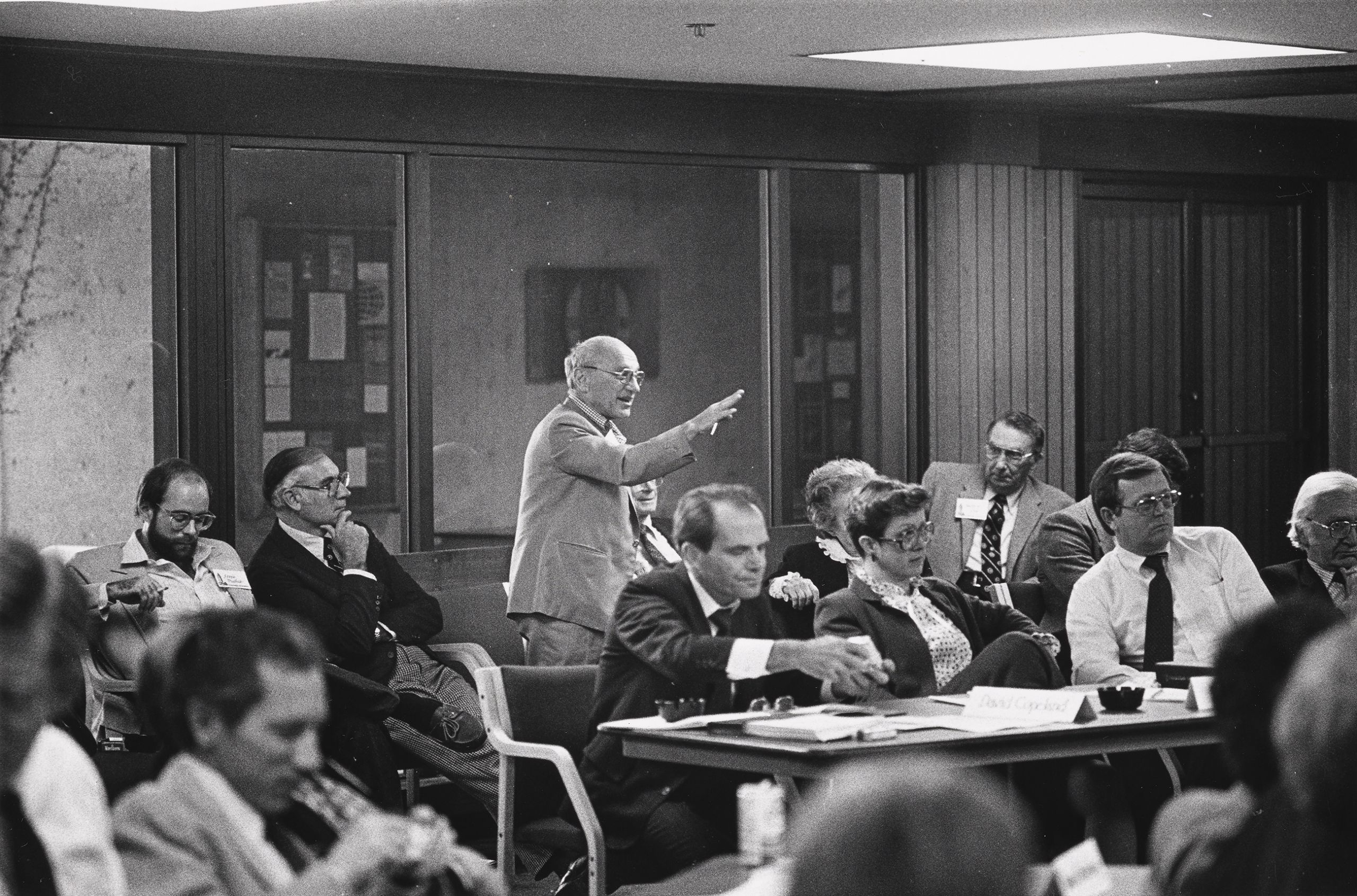Photograph of Milton Friedman in 1981. from the Hoover Institution on War, Revolution and Peace Records, Hoover Institution Archives.