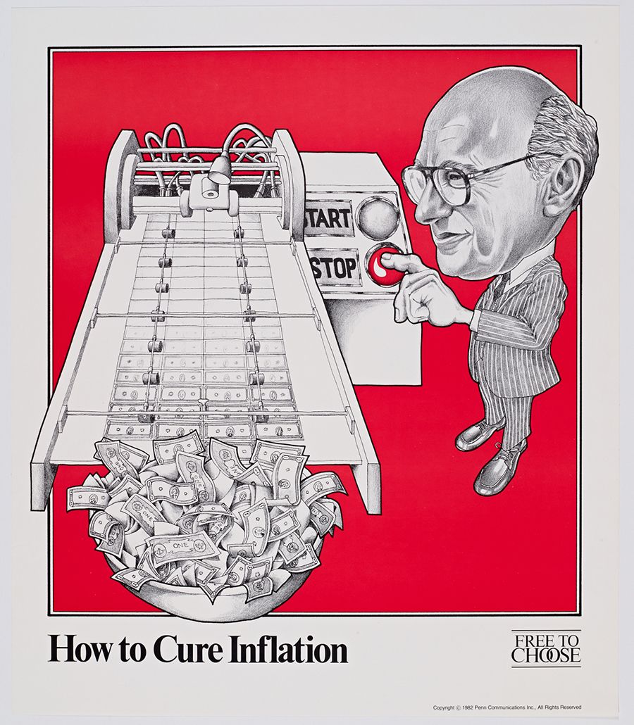 How to Cure Inflation poster from 1982. From the Free to Choose Video Tape Collection, Hoover Institution Archives.