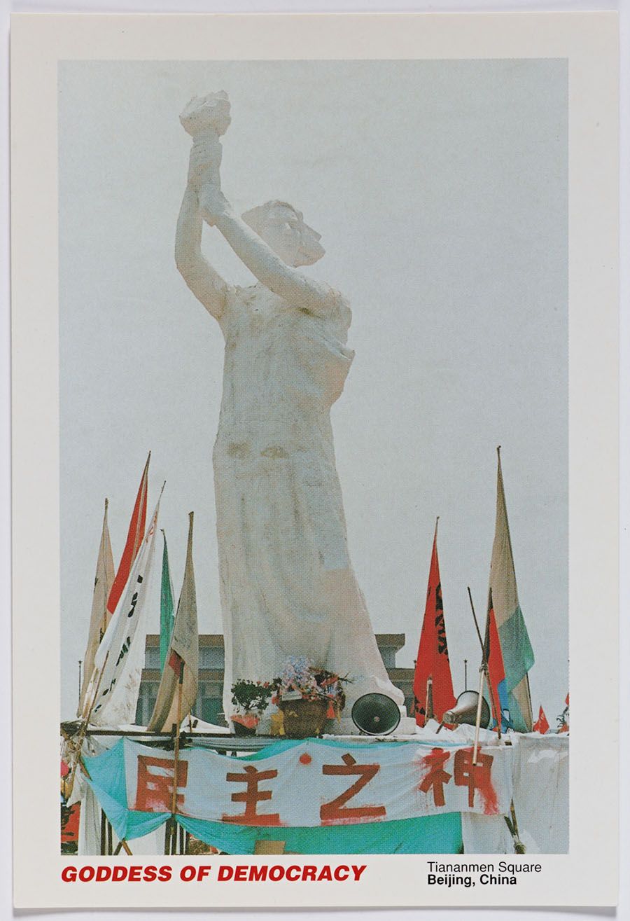Goddess of Democracy postcard from 1989. From the Julia Tung Collection, Hoover Institution Archives.