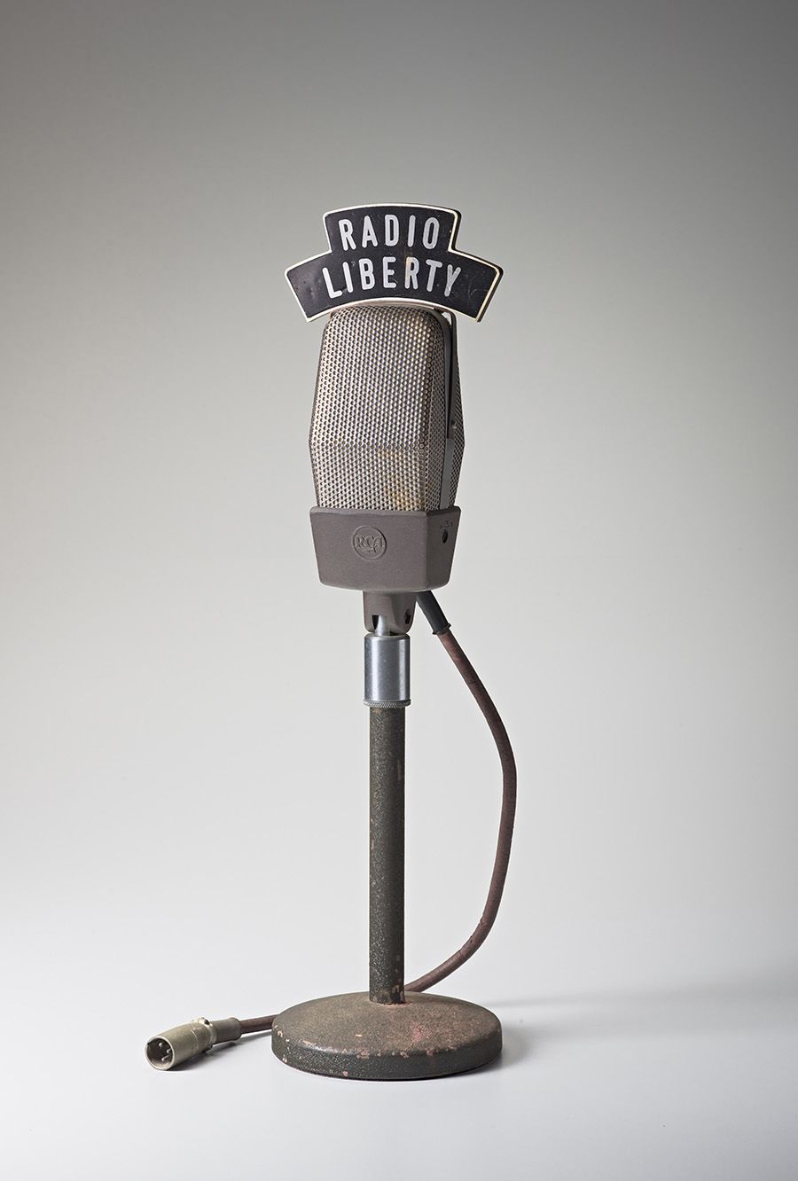Radio Liberty microphone, metal, plastic, and rubber, no date. From the Hoover Institution Archives.